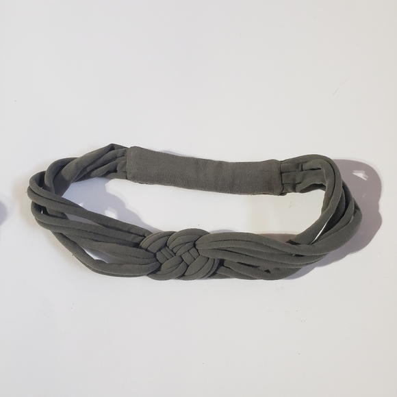 Set of 3 Women's Knot Headbands in Khaki Green Oatmeal Blue Upcycled Stretchy - Picture 7 of 10